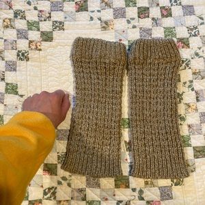 Tan knit leg warmers